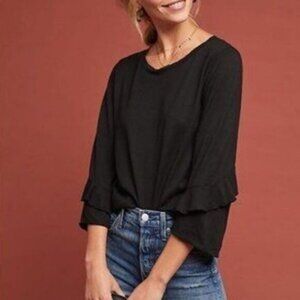 T.LA | Anthropologie Chelsea Ruffle Sleeve Blouse Black Sz XS